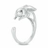 Previously Owned - 0.04 CT. T.W. Enhanced Black and White Diamond Rabbit Wrap Ring in Sterling Silver