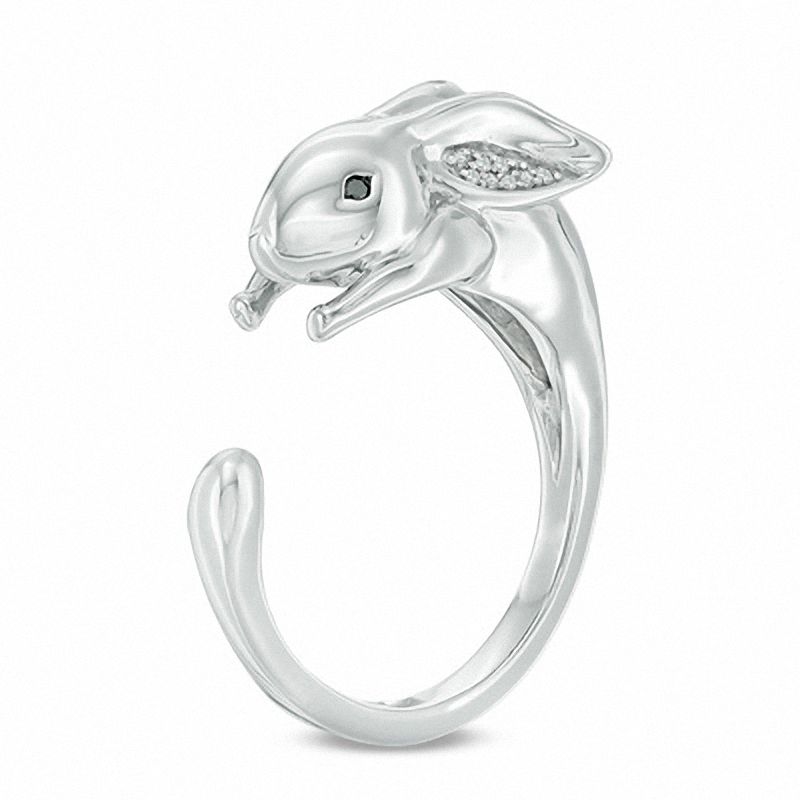 Previously Owned - 0.04 CT. T.W. Enhanced Black and White Diamond Rabbit Wrap Ring in Sterling Silver|Peoples Jewellers