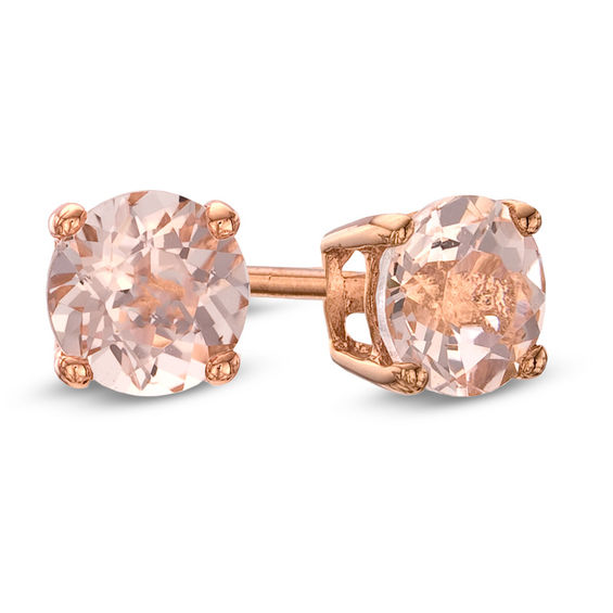 Previously Owned - 5.0mm Morganite Stud Earrings in 10K Rose Gold