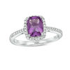 Thumbnail Image 0 of Previously Owned - Cushion-Cut Amethyst and 0.12 CT. T.W. Diamond Frame Ring in 10K White Gold