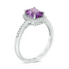 Thumbnail Image 1 of Previously Owned - Cushion-Cut Amethyst and 0.12 CT. T.W. Diamond Frame Ring in 10K White Gold