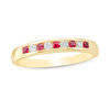 Thumbnail Image 0 of Previously Owned - Garnet and 0.115 CT. T.W. Diamond Channel-Set Band in 10K Gold