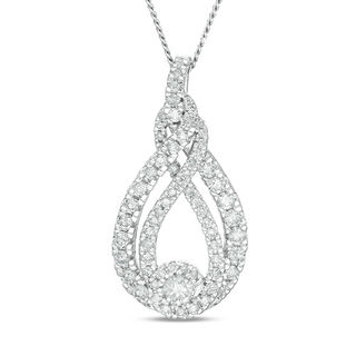 Previously Owned - Interwoven™ 0.95 CT. T.W. Diamond Pendant in 10K White Gold - 19"