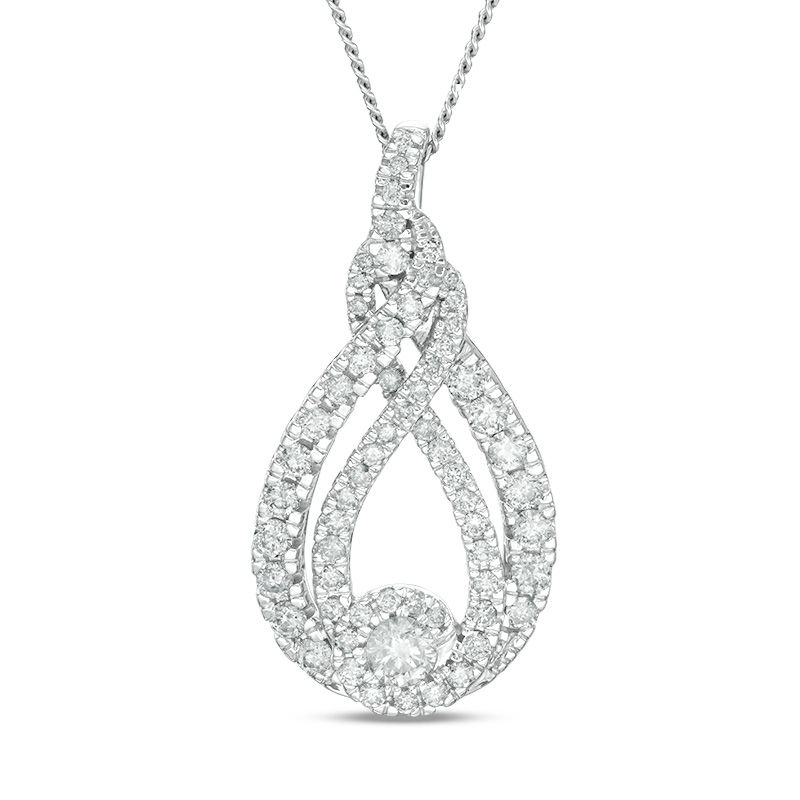 Main Image 1 of Previously Owned - Interwoven™ 0.95 CT. T.W. Diamond Pendant in 10K White Gold - 19&quot;