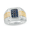 Previously Owned - Men's Blue Sapphire and 0.25 CT. T.W. Diamond Signet Ring in 10K Two-Tone Gold