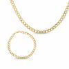 Previously Owned - Men's Curb Bracelet and Necklace Set in 10K Gold