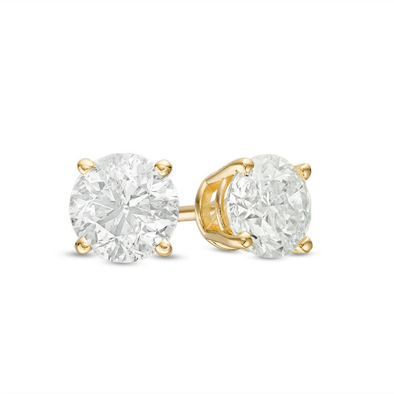 Main Image 1 of Previously Owned - 1.00 CT. T.W.  Diamond Solitaire Stud Earrings in 14K Gold (J/I3)