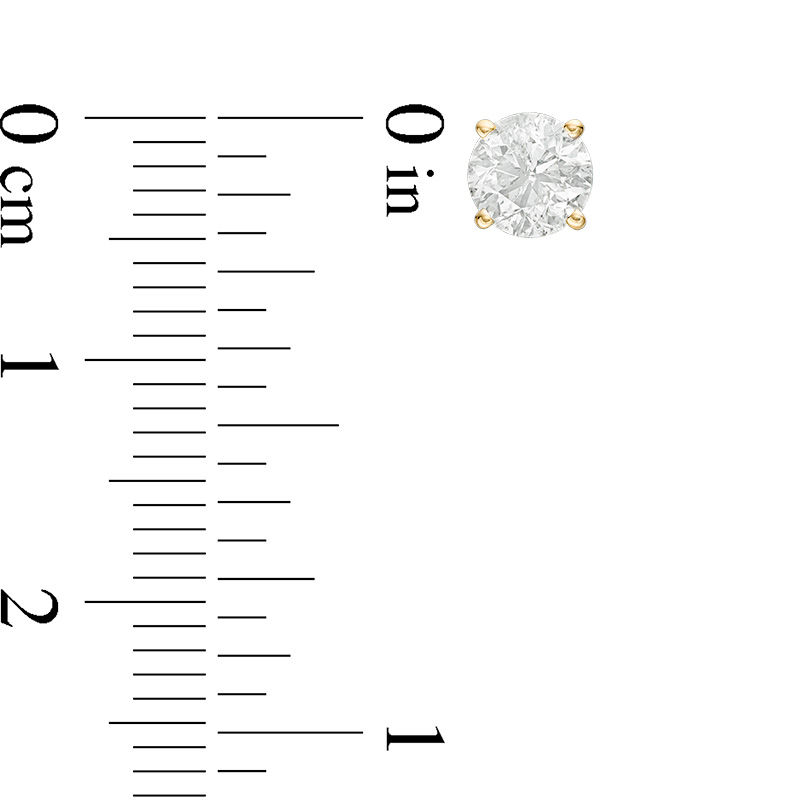 Main Image 2 of Previously Owned - 1.00 CT. T.W.  Diamond Solitaire Stud Earrings in 14K Gold (J/I3)