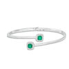 Thumbnail Image 0 of Previously Owned - Cushion-Cut Green Quartz Doublet and Lab-Created White Sapphire Bypass Bangle in Sterling Silver