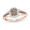 Previously Owned - 0.25 CT. T.W. Composite Champagne and White Diamond Oval Frame Ring in 10K Rose Gold