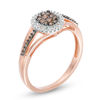 Thumbnail Image 1 of Previously Owned - 0.25 CT. T.W. Composite Champagne and White Diamond Oval Frame Ring in 10K Rose Gold