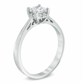 Previously Owned - 0.50 CT. T.W.   Princess-Cut Diamond Engagement Ring in 14K White Gold (I/I1)