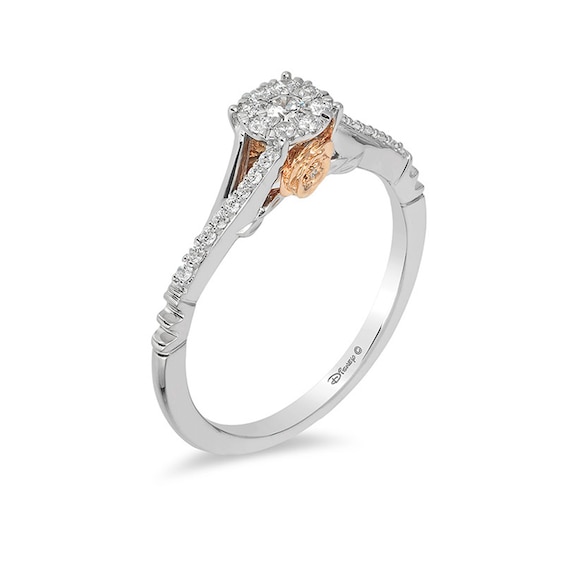 Previously Owned - Enchanted Disney Belle 0.18 CT. T.W. Diamond Frame Promise Ring in 10K Two-Tone Gold