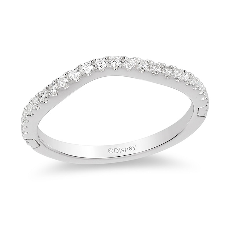 Previously Owned - Enchanted Disney Princess 0.18 CT. T.W. Diamond Contour Wedding Band in 14K White Gold|Peoples Jewellers