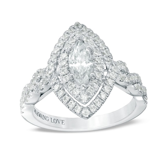 Previously Owned - Vera Wang Love Collection 1.30 CT. T.W. Marquise Diamond Twist Engagement Ring in 14K White Gold