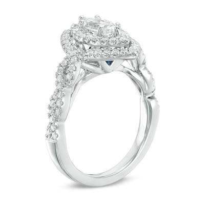 Previously Owned - Vera Wang Love Collection 1.30 CT. T.W. Marquise Diamond Twist Engagement Ring in 14K White Gold