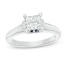 Thumbnail Image 1 of Previously Owned - Vera Wang Love Collection 1.09 CT. T.W. Princess-Cut Diamond Collar Engagement Ring in 14K White Gold