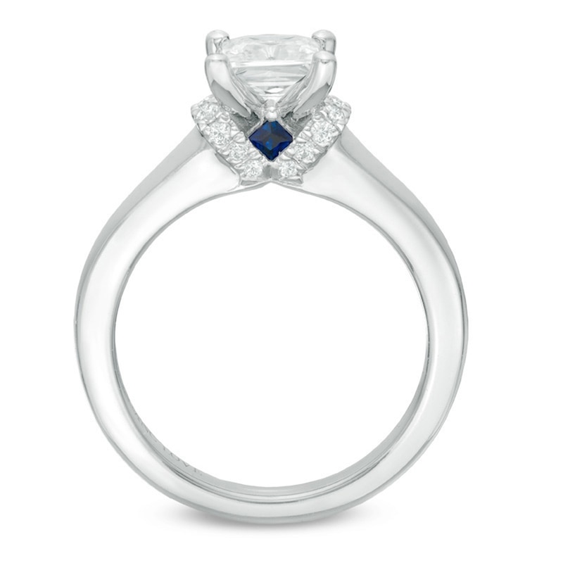 Main Image 3 of Previously Owned - Vera Wang Love Collection 1.09 CT. T.W. Princess-Cut Diamond Collar Engagement Ring in 14K White Gold