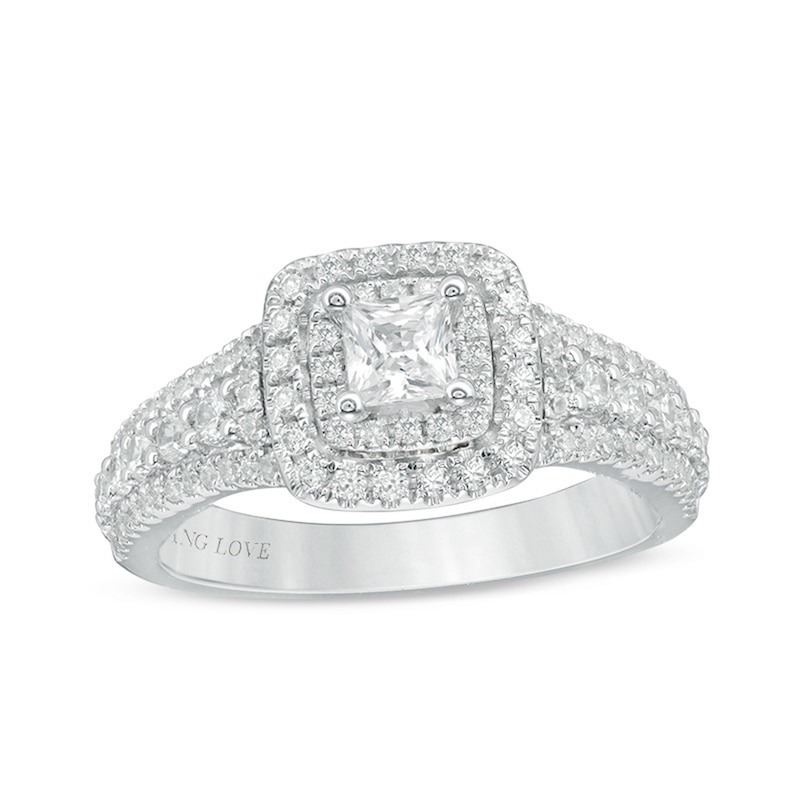 Previously Owned - Vera Wang Love Collection 0.95 CT. T.W. Princess-Cut Diamond Engagement Ring in 14K White Gold