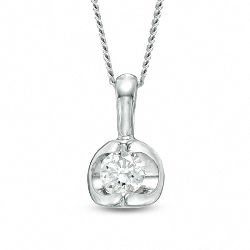 Previously Owned - 0.30 CT.  Diamond Solitaire Tension-Set Pendant in 14K White Gold (I/I2)