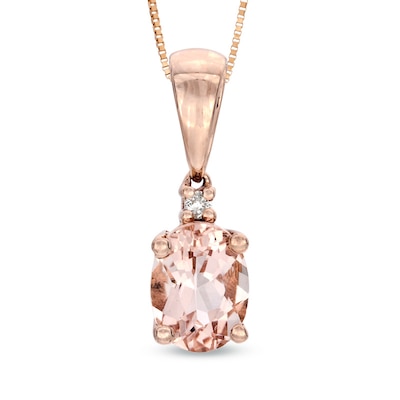 Previously Owned - Oval Morganite and Diamond Accent Pendant in 10K Rose Gold