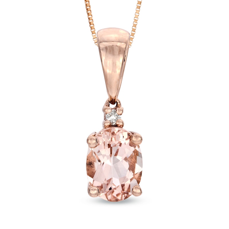 Previously Owned - Oval Morganite and Diamond Accent Pendant in 10K Rose Gold|Peoples Jewellers