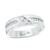 Thumbnail Image 1 of Previously Owned - Ever Us™ Men's 0.50 CT. T.W. Two Stone Diamond Satin Slant Band in 14K White Gold