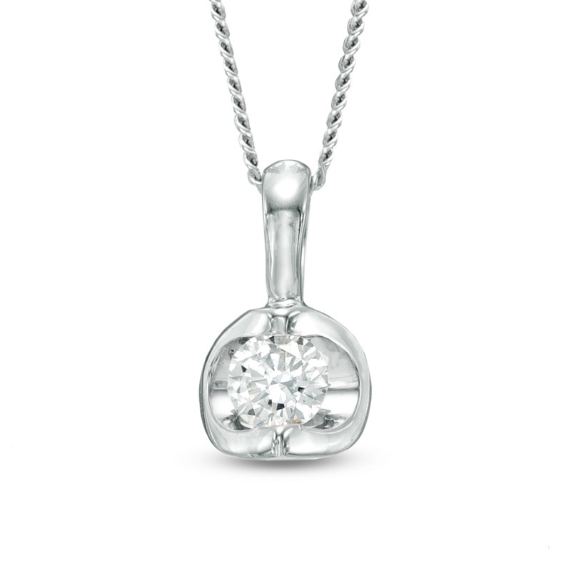 Previously Owned - 0.10 CT. Canadian Diamond Solitaire Tension-Set Pendant in 14K White Gold (I/I2)|Peoples Jewellers