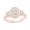 Previously Owned - 0.95 CT. T.W. Oval Diamond Past Present Future® Frame Engagement Ring in 14K Rose Gold