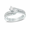 Thumbnail Image 4 of Previously Owned - Ever Us™ 2.00 CT. T.W. Two-Stone Diamond Bypass Ring in 14K White Gold