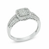 Previously Owned - 0.33 CT. T.W. Princess-Cut Composite Diamond Square Frame Ring in 10K White Gold