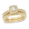 Thumbnail Image 1 of Previously Owned - 0.45 CT. T.W.  Princess-Cut Diamond Frame Vintage-Style Bridal Set in 14K Gold