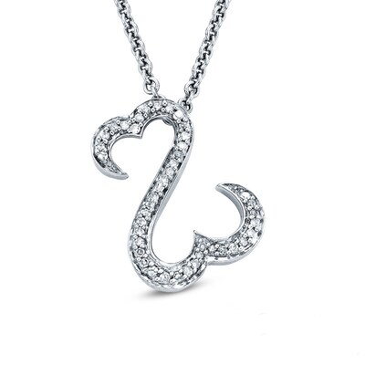 Previously Owned - Open Hearts by Jane Seymour™ 0.13 CT. T.W. Diamond Pendant in Sterling Silver