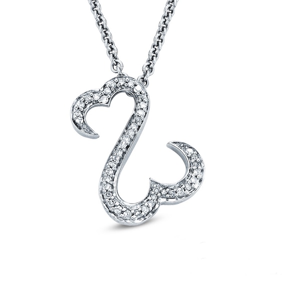 Previously Owned - Open Hearts by Jane Seymour™ 0.13 CT. T.W. Diamond Pendant in Sterling Silver