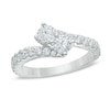 Thumbnail Image 1 of Previously Owned - Ever Us™ 0.75 CT. T.W. Two-Stone Diamond Bypass Ring in 14K White Gold