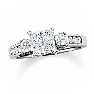 Previously Owned - 1.00 CT. T.W. Quad Princess-Cut Diamond Three Stone Ring in 14K White Gold