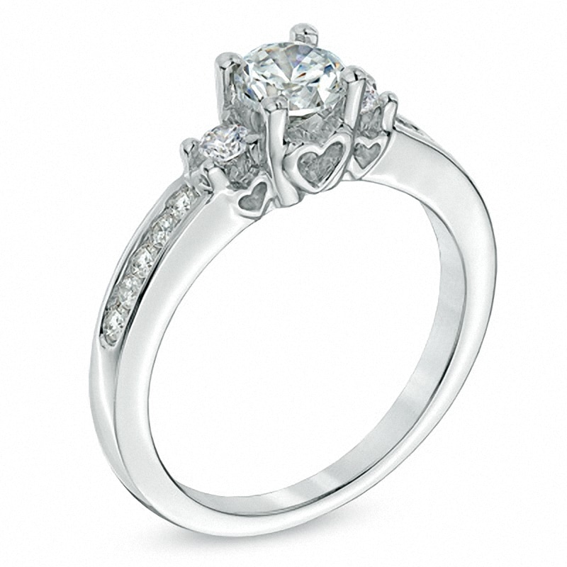 Main Image 2 of Previously Owned - 1.00 CT. T.W. Diamond Past Present Future® Engagement Ring in 14K White Gold