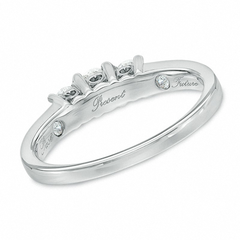 Main Image 3 of Previously Owned - 1.00 CT. T.W. Diamond Past Present Future® Engagement Ring in 14K White Gold