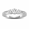 Previously Owned - 0.20 CT. T.W. Diamond Triple Flower Ring in 10K White Gold