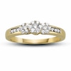 Thumbnail Image 1 of Previously Owned - 0.20 CT. T.W. Diamond Flower Three Stone Ring in 10K Gold