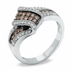 Thumbnail Image 2 of Previously Owned - 0.50 CT. T.W. Champagne and White Diamond Overlap Ring in 10K White Gold