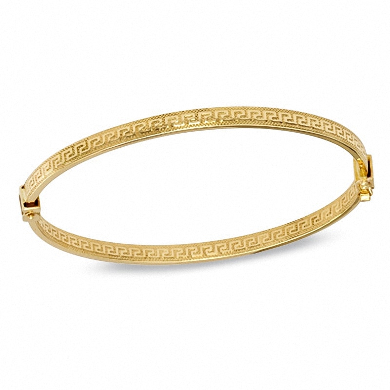 Previously Owned - 4.0mm Greek Key Bangle in Hollow 14K Gold|Peoples Jewellers