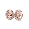 Previously Owned - Oval Morganite and 0.14 CT. T.W. Diamond Frame Stud Earrings in 10K Rose Gold