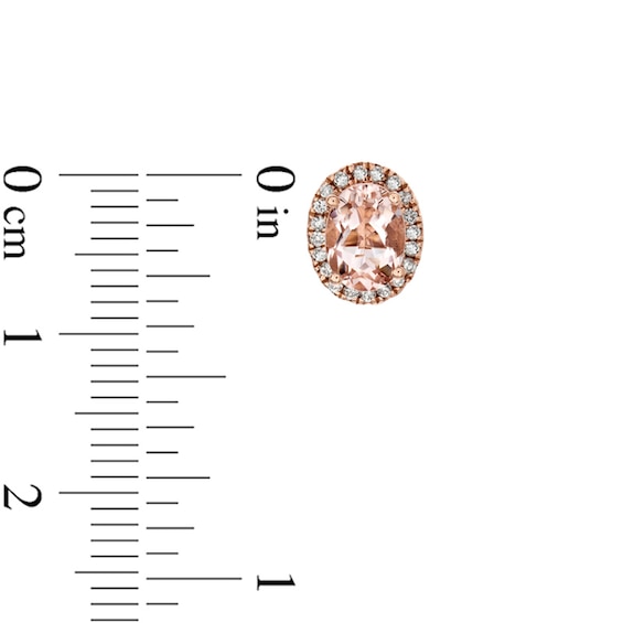 Previously Owned - Oval Morganite and 0.14 CT. T.W. Diamond Frame Stud Earrings in 10K Rose Gold