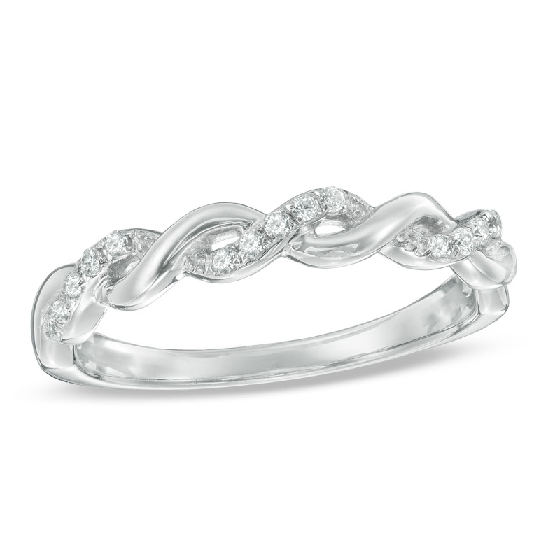 Previously Owned - 0.12 CT. T.W. Diamond Twisting Anniversary Band in 10K White Gold|Peoples Jewellers
