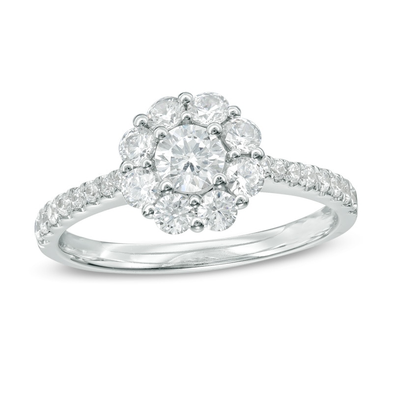 Previously Owned - 1.00 CT. T.W. Diamond Flower Engagement Ring in 14K White Gold|Peoples Jewellers
