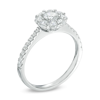 Previously Owned - 1.00 CT. T.W. Diamond Flower Engagement Ring in 14K White Gold