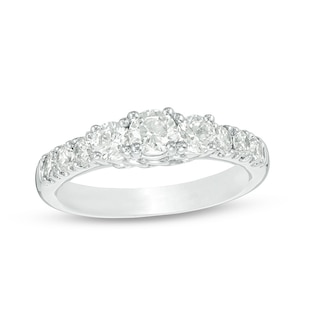 Previously Owned - Celebration Ideal 1.21 CT. T.W. Diamond Three Stone Ring in 14K White Gold