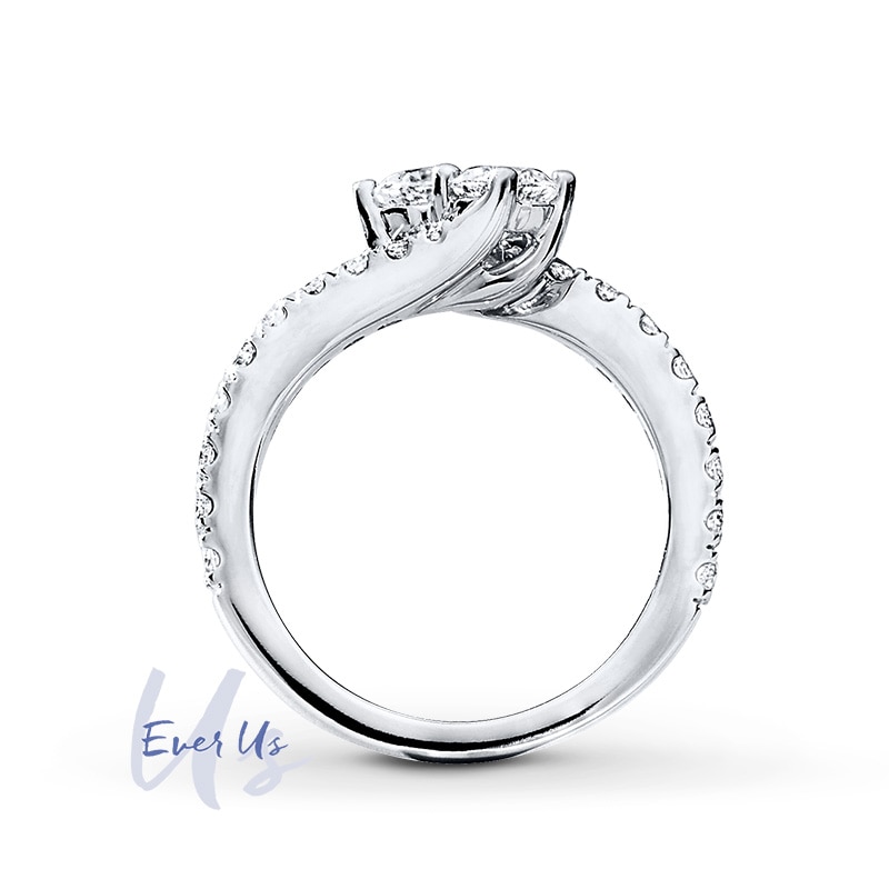 Main Image 2 of Previously Owned - Ever Us™ 2.00 CT. T.W. Two-Stone Diamond Bypass Ring in 14K White Gold