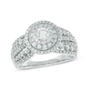 Thumbnail Image 0 of Previously Owned - 1.10 CT. T.W. Diamond Double Frame Multi-Row Shank Engagement Ring in 14K White Gold